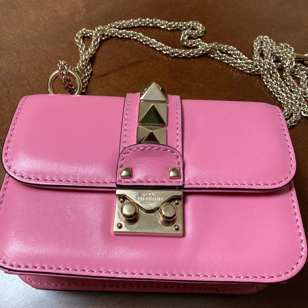 SOLD - Valentino Garavani mini glam lock rockstud shoulder bag in pink - Picture 6 of 12
